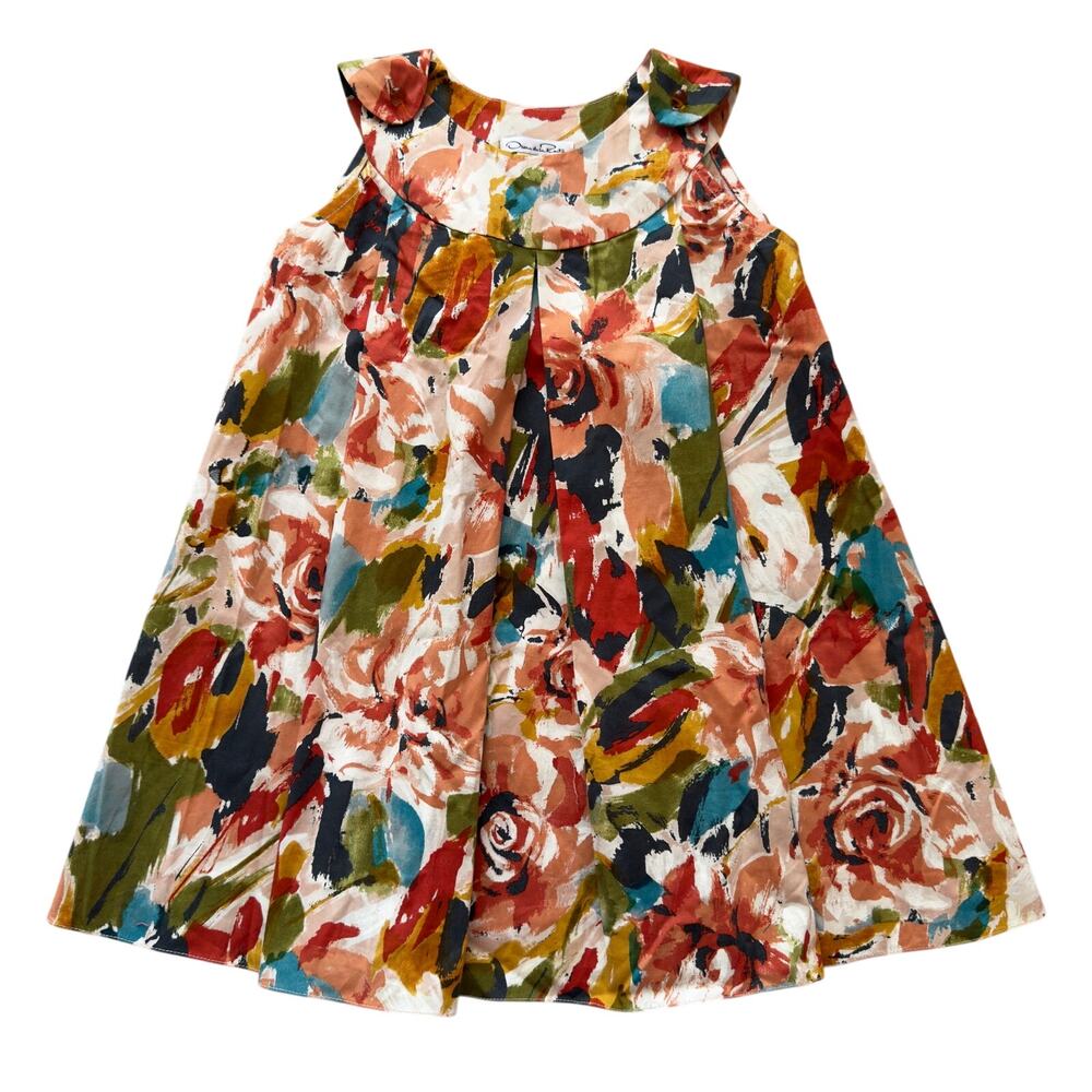 Oscar de la Renta Girls Designer Floral Dress Size 4T Watercolor Made in USA